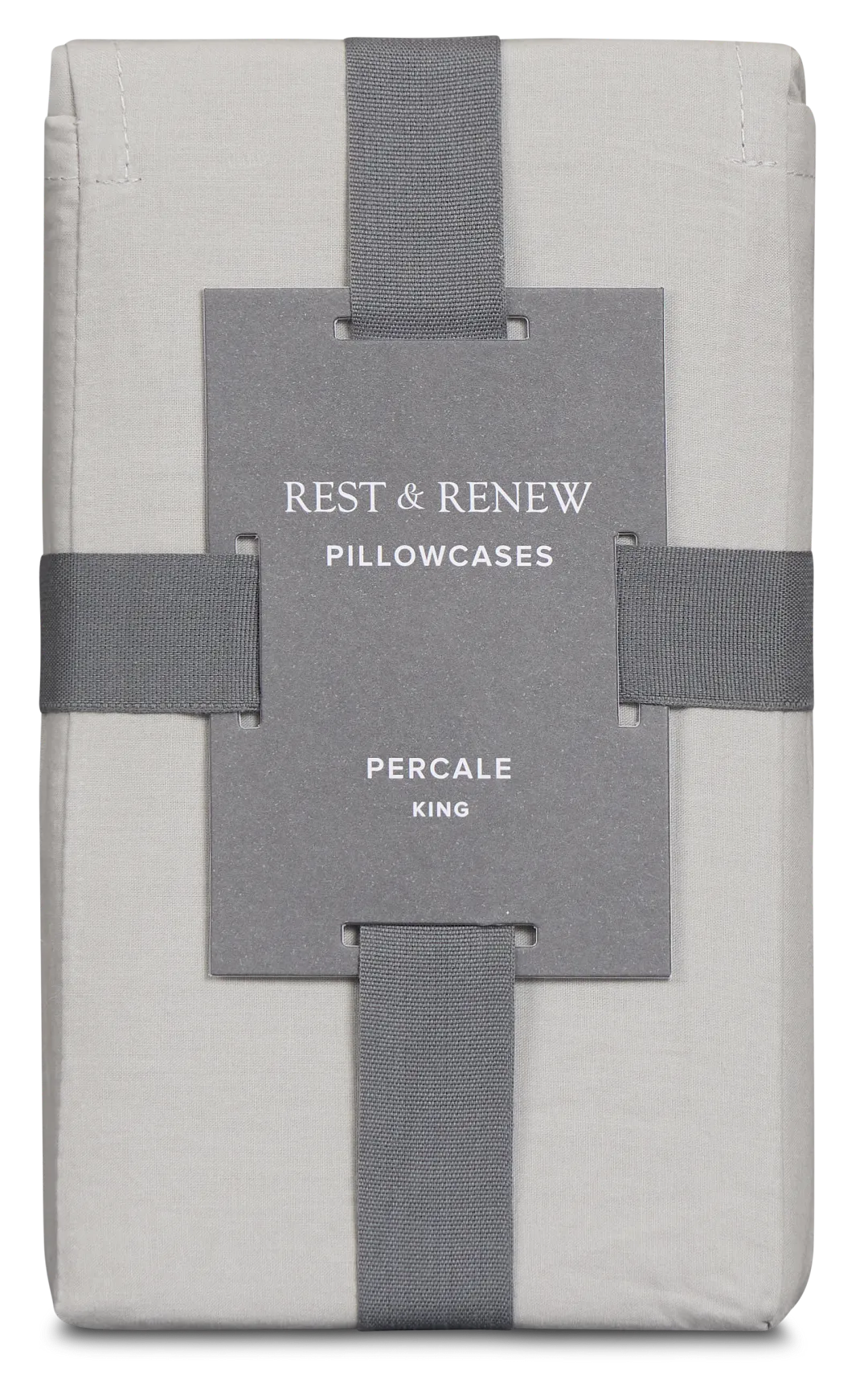 Rest & Renew Percale Cotton Gray 200 Thread Set Of 2 Pillowcases