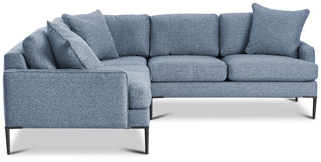 Morgan Blue Fabric Small Right 2-arm Sectional W/ Metal Legs