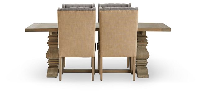 Hadlow Gray 84" Table & 4 Tufted Chairs