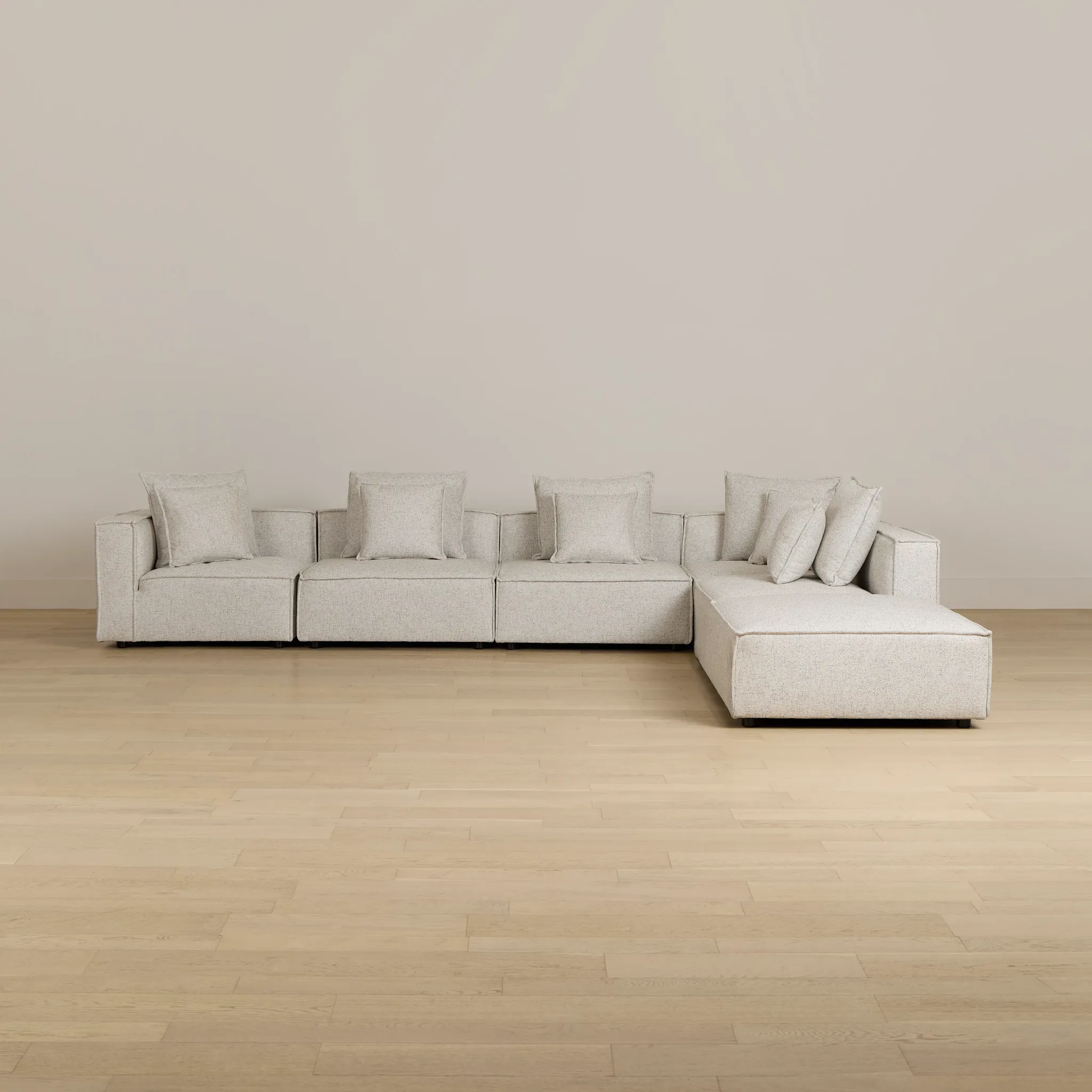 Tatum Beige Fabric 6-piece Pit Sectional