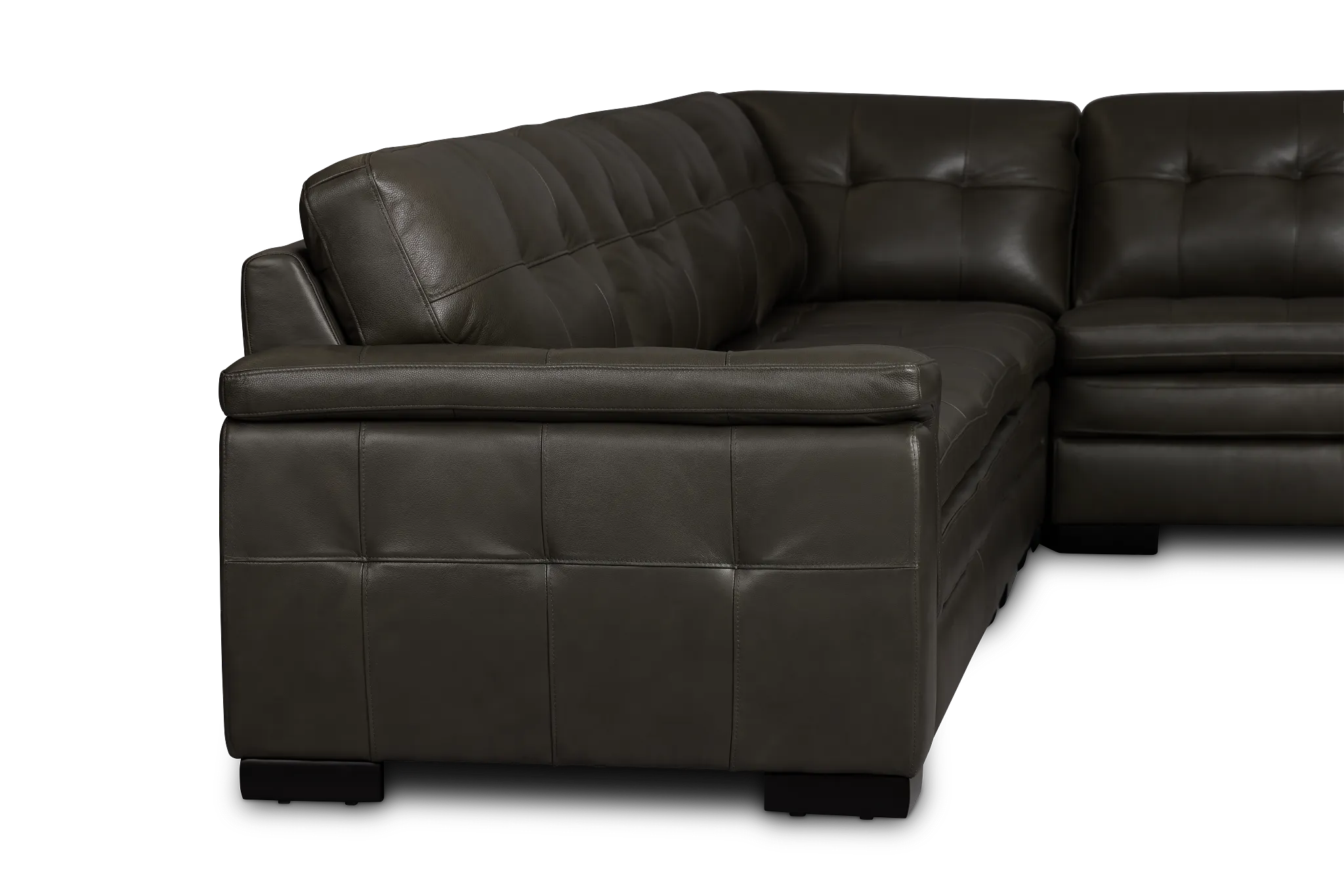 Braden Dark Gray Leather Large Right Chaise Sectional