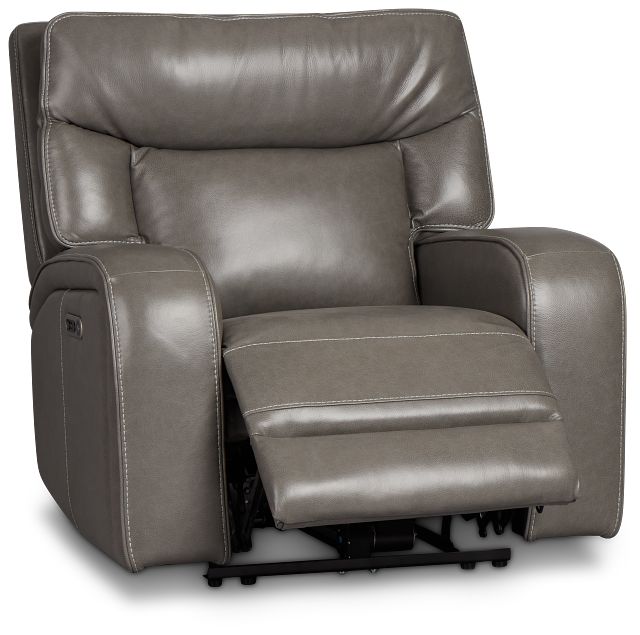 Jasper Gray Leather Power Recliner