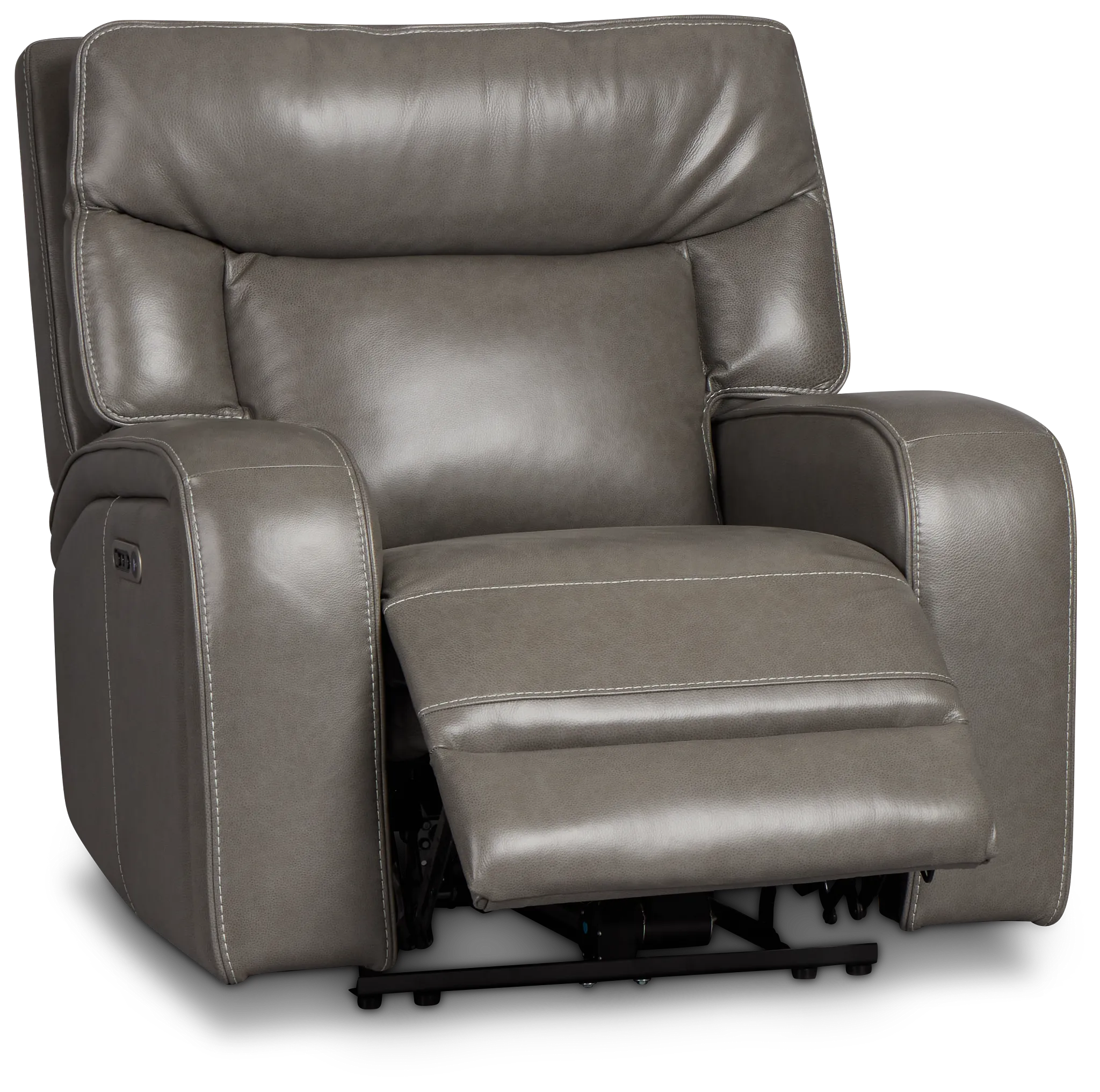 Jasper Gray Leather Power Recliner