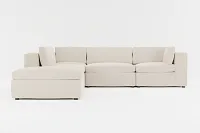 Destin Suave Beige Fabric 5pc Bumper Sectional