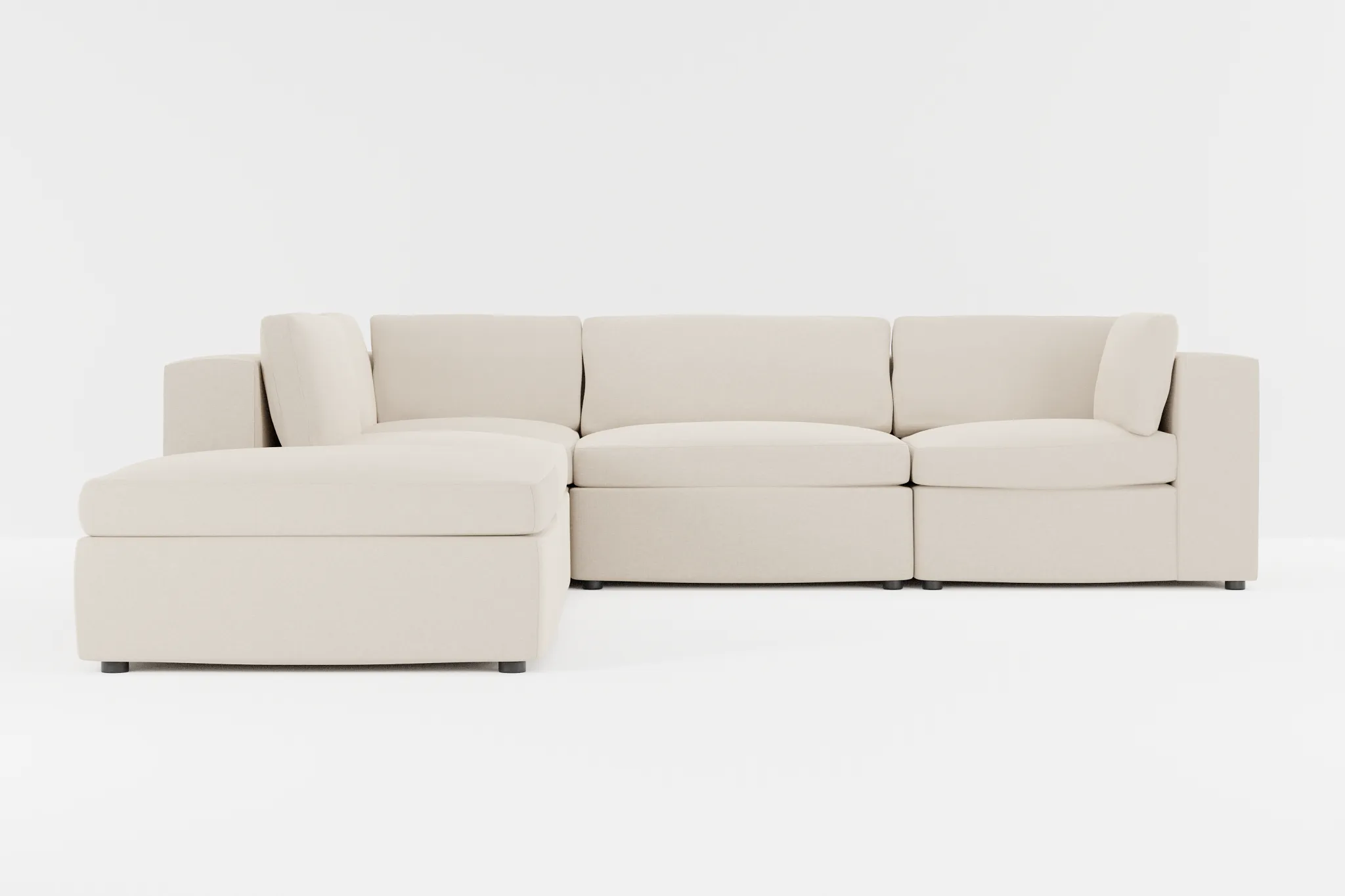 Destin Suave Beige Fabric 5pc Bumper Sectional