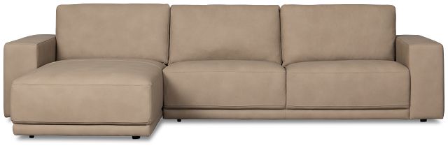 Kellan Taupe Leather Left Chaise Sectional