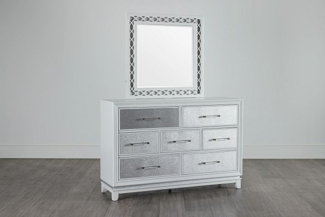 Valentina White Dresser & Mirror