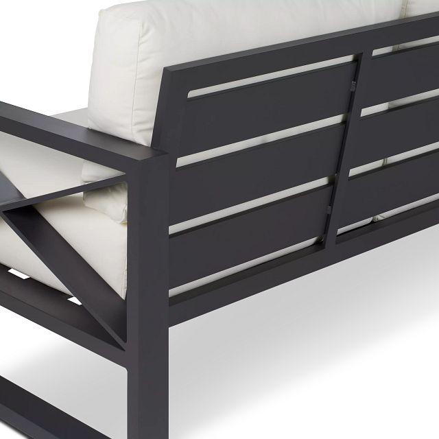 Linear Dark Gray White Aluminum Loveseat