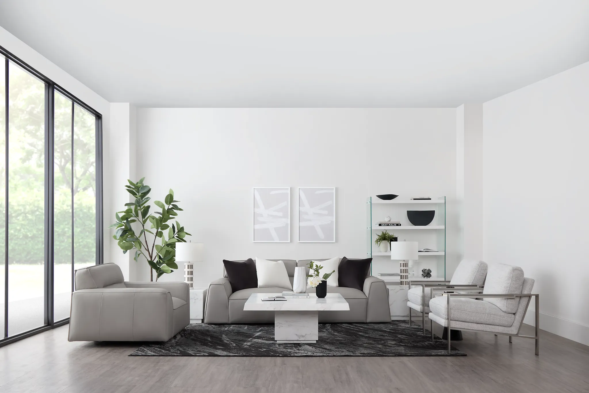 Blanca Gray Leather Sofa