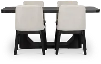 Emory Black Rectangular Table & 4 Upholstered Chairs