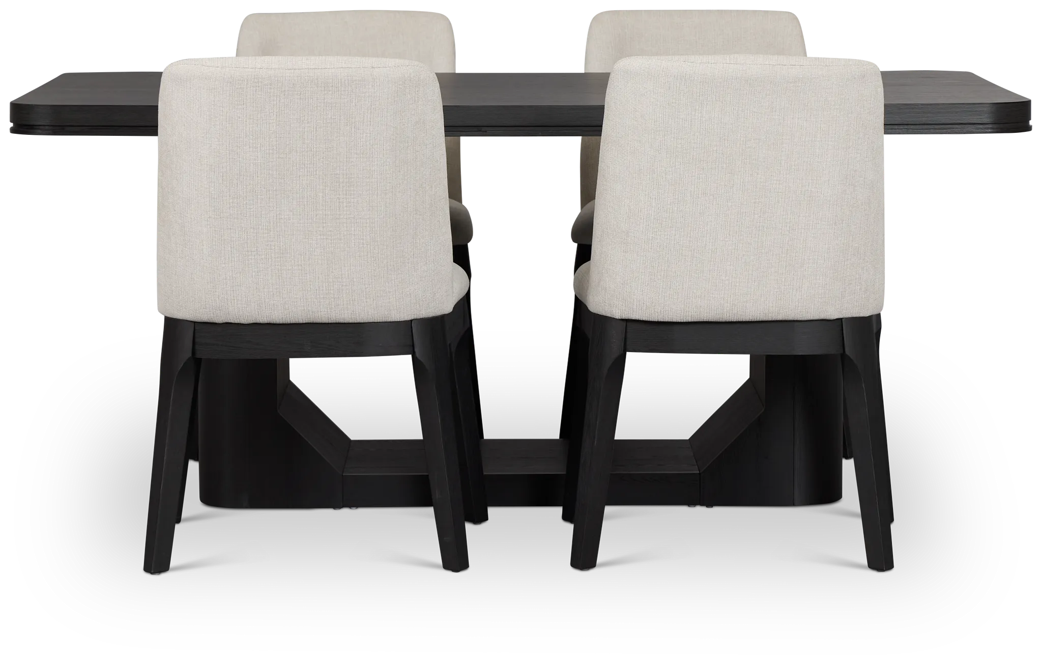 Emory Black Rectangular Table & 4 Upholstered Chairs