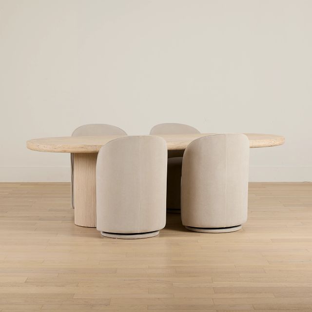 Clayton Light Tone Oval Table & 4 Upholstered Chairs