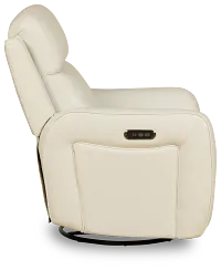 Julian White Lthr/vinyl Power Swivel Glider Recliner