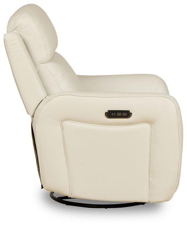 Julian White Lthr/vinyl Power Swivel Glider Recliner