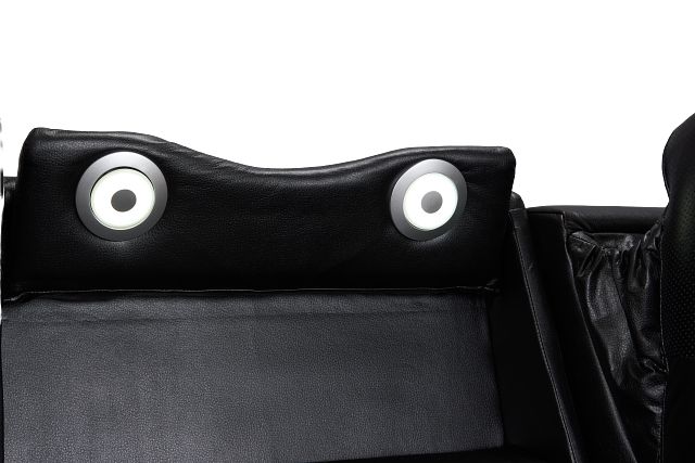 Eclipse Black Lthr/vinyl Power Reclining Sofa W/ Massage