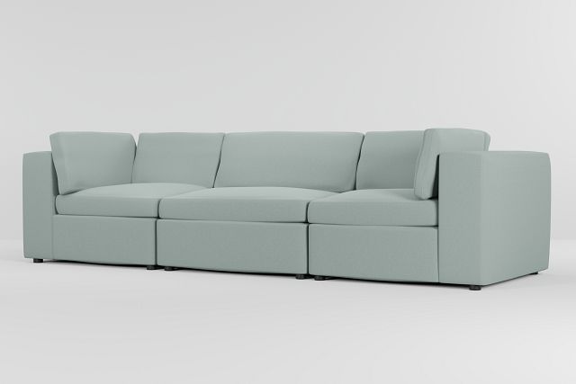Destin Suave Light Green Fabric 3 Piece Modular Sofa