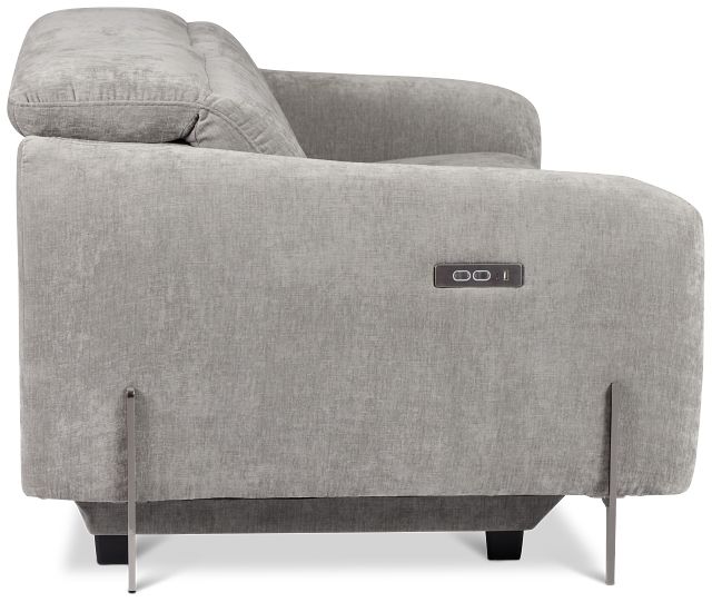 Zuri Gray Velvet Power Reclining Sofa W/ Power Headrest