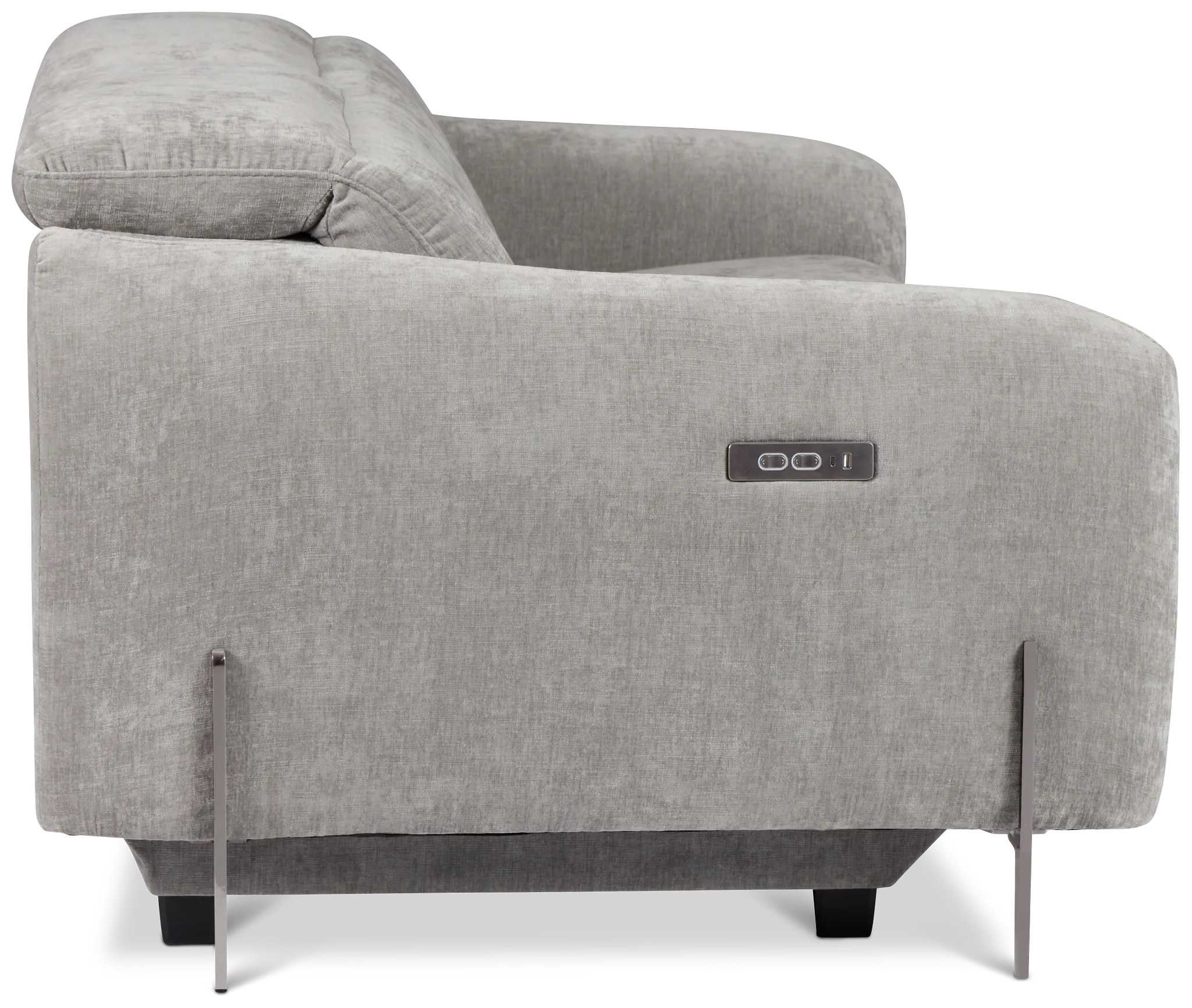 Zuri Gray Velvet Power Reclining Sofa W/ Power Headrest