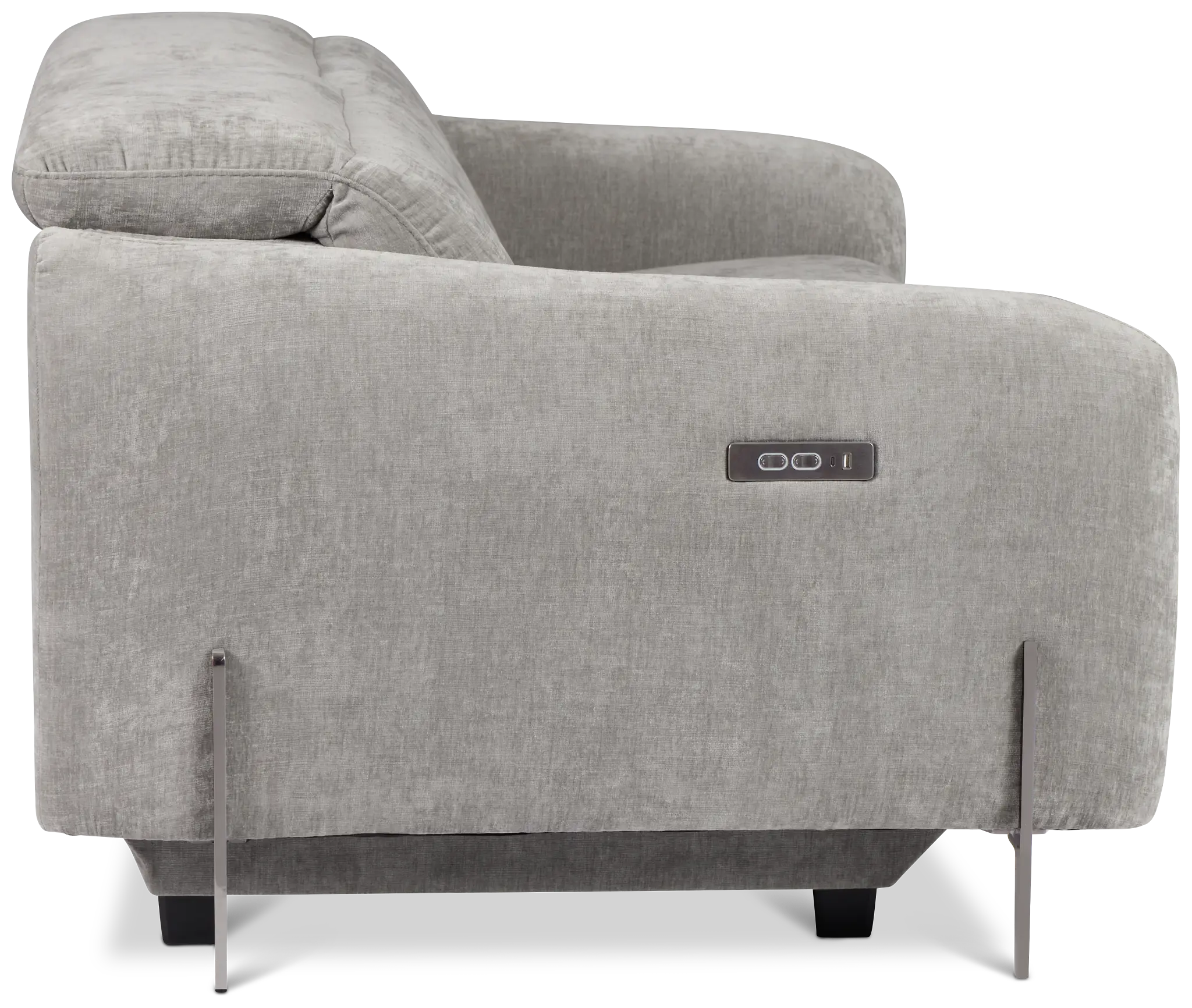 Zuri Gray Velvet Power Reclining Sofa W/ Power Headrest Zuri Gray Velvet Power Reclining Sofa W/ Power Headrest