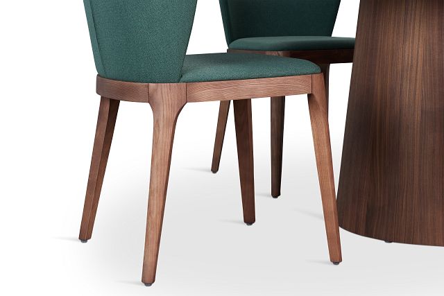 Nomad Mid Tone 47" Round Table & 4 Dark Green Chairs W/ Mid-tone Legs