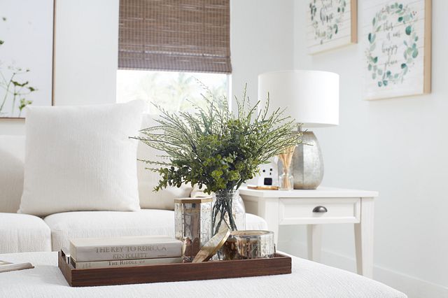 Alpha White Fabric Ottoman