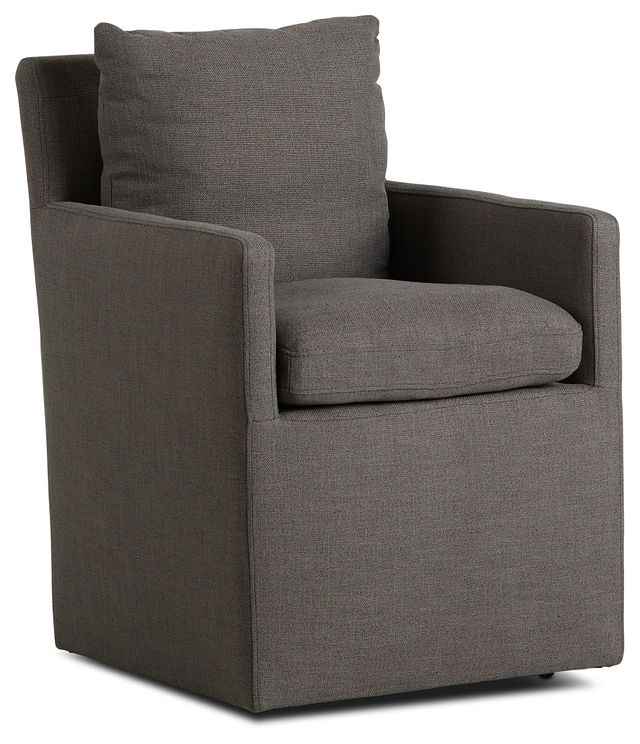 Auden Dark Gray Castored Upholstered Arm Chair (1)