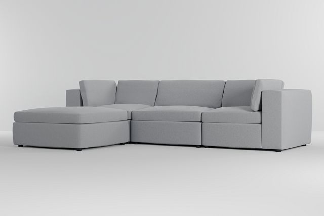 Destin Delray Light Gray Fabric 4-piece Bumper Sectional