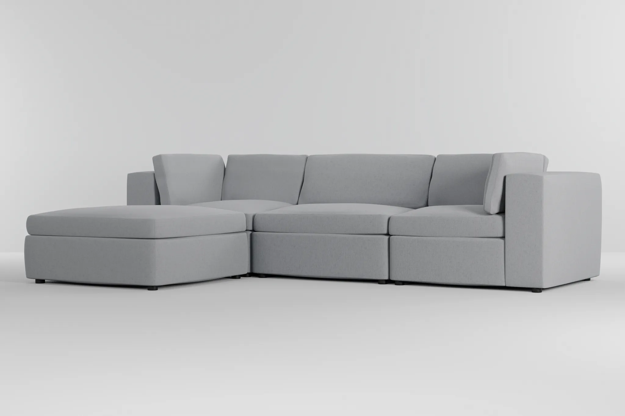 Destin Delray Light Gray Fabric 4-piece Bumper Sectional