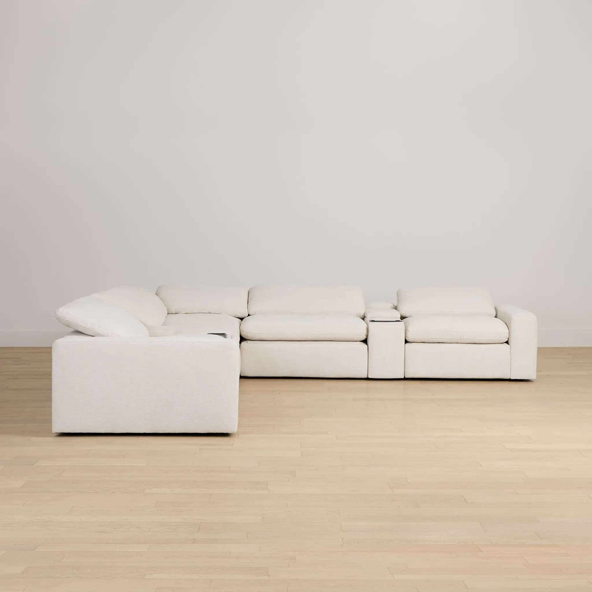 Drift Light Beige Fabric Large Triple Power Reclining Two-arm Sectional Drift Light Beige Fabric Large Triple Power Reclining Two-arm Sectional