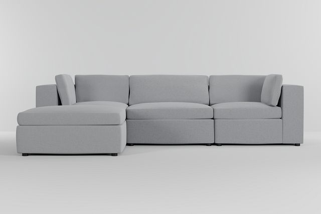 Destin Delray Light Gray Fabric 4-piece Bumper Sectional