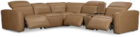 Ryland Brown Lthr/vinyl Medium Triple Power 2-arm Sectional