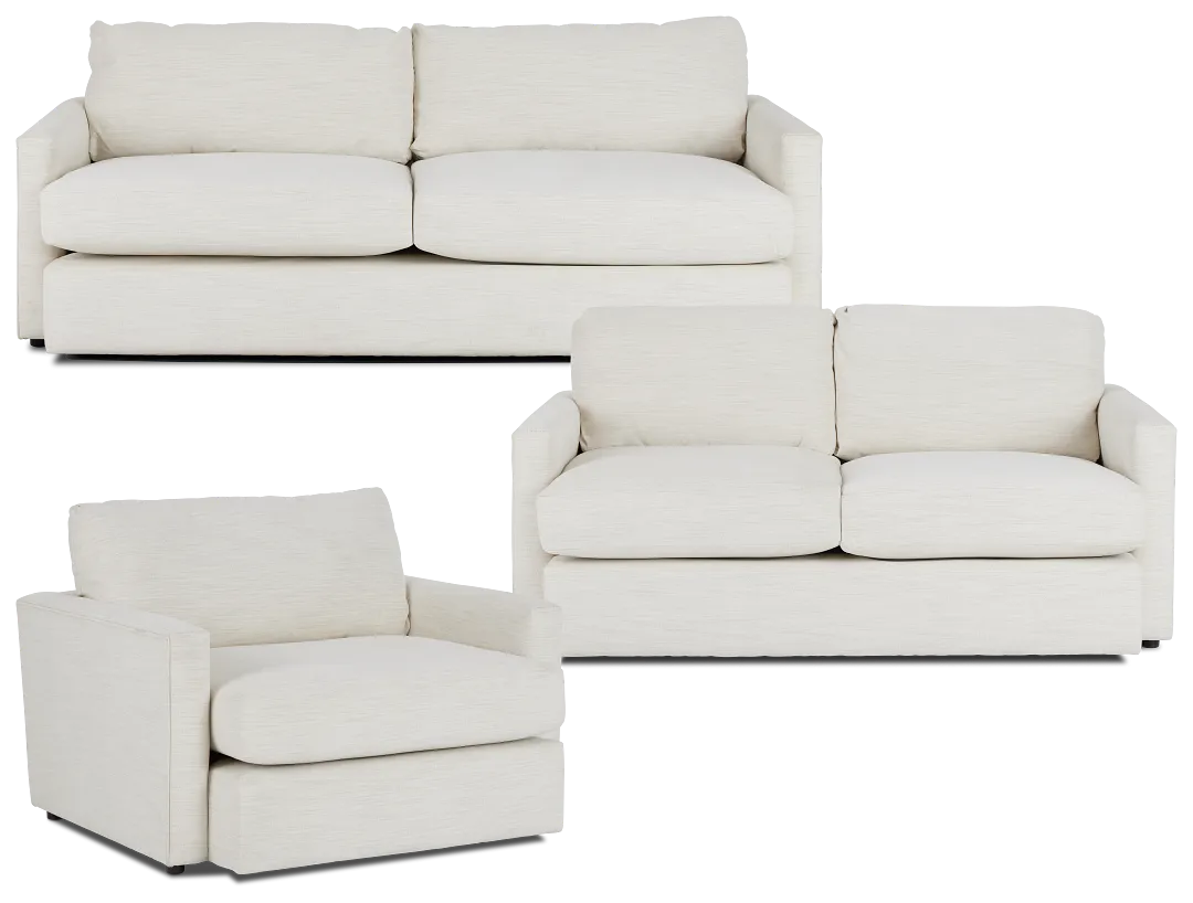 Noah Ivory Fabric Living Room