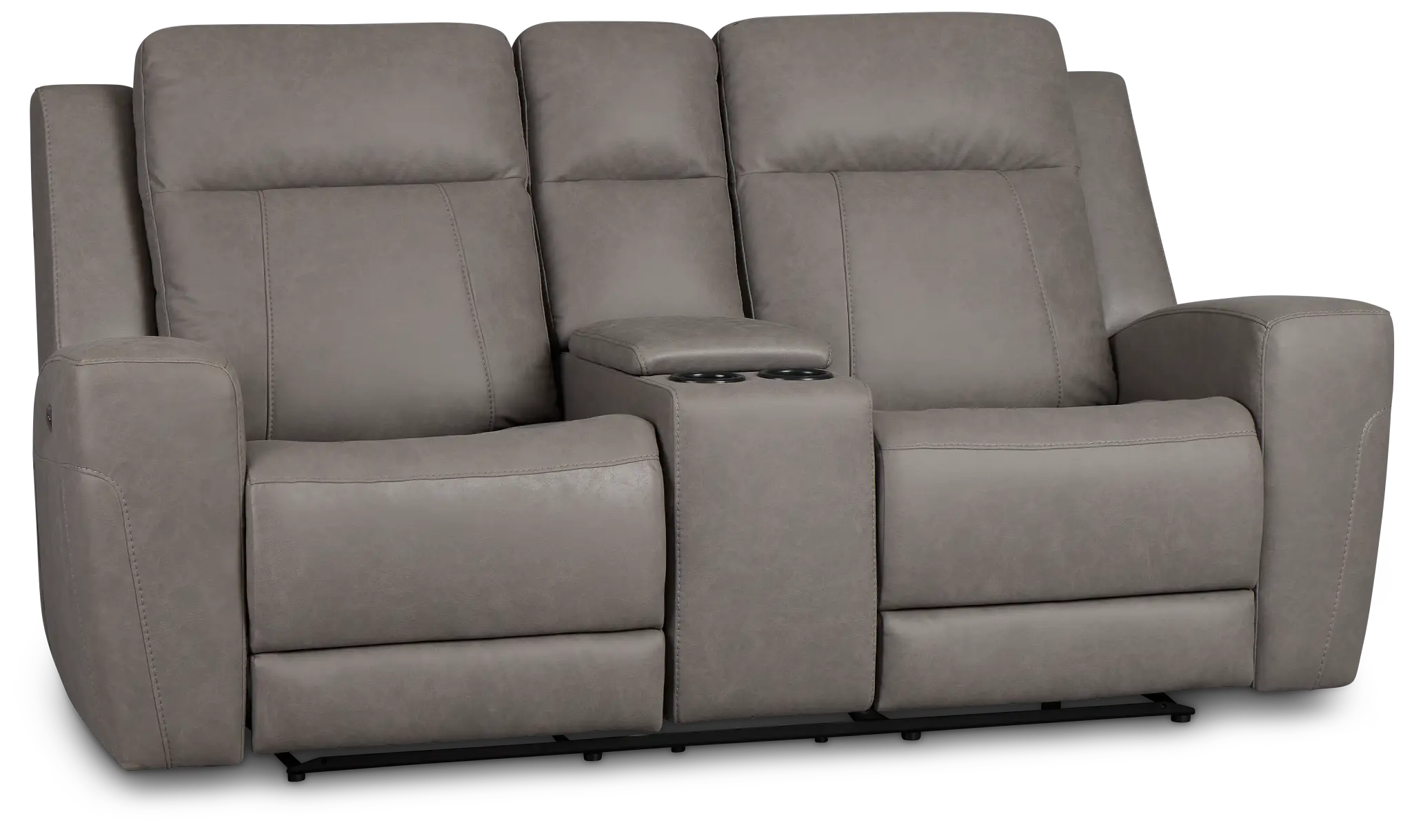 Colton Light Gray Micro Power Reclining Console Loveseat W/ Power Headrest Colton Light Gray Micro Power Reclining Console Loveseat W/ Power Headrest