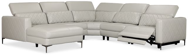 Ava Light Gray Micro Small Left Chaise Power Reclining Sectional