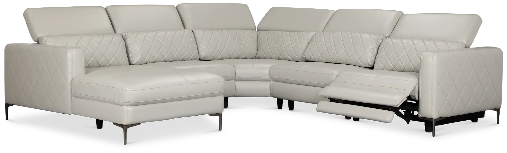 Ava Light Gray Micro Small Left Chaise Power Reclining Sectional