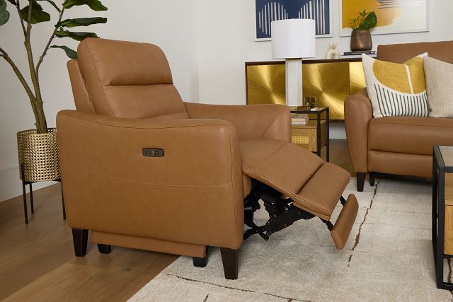Keaton Brown Lthr/vinyl Power Recliner With Power Headrest