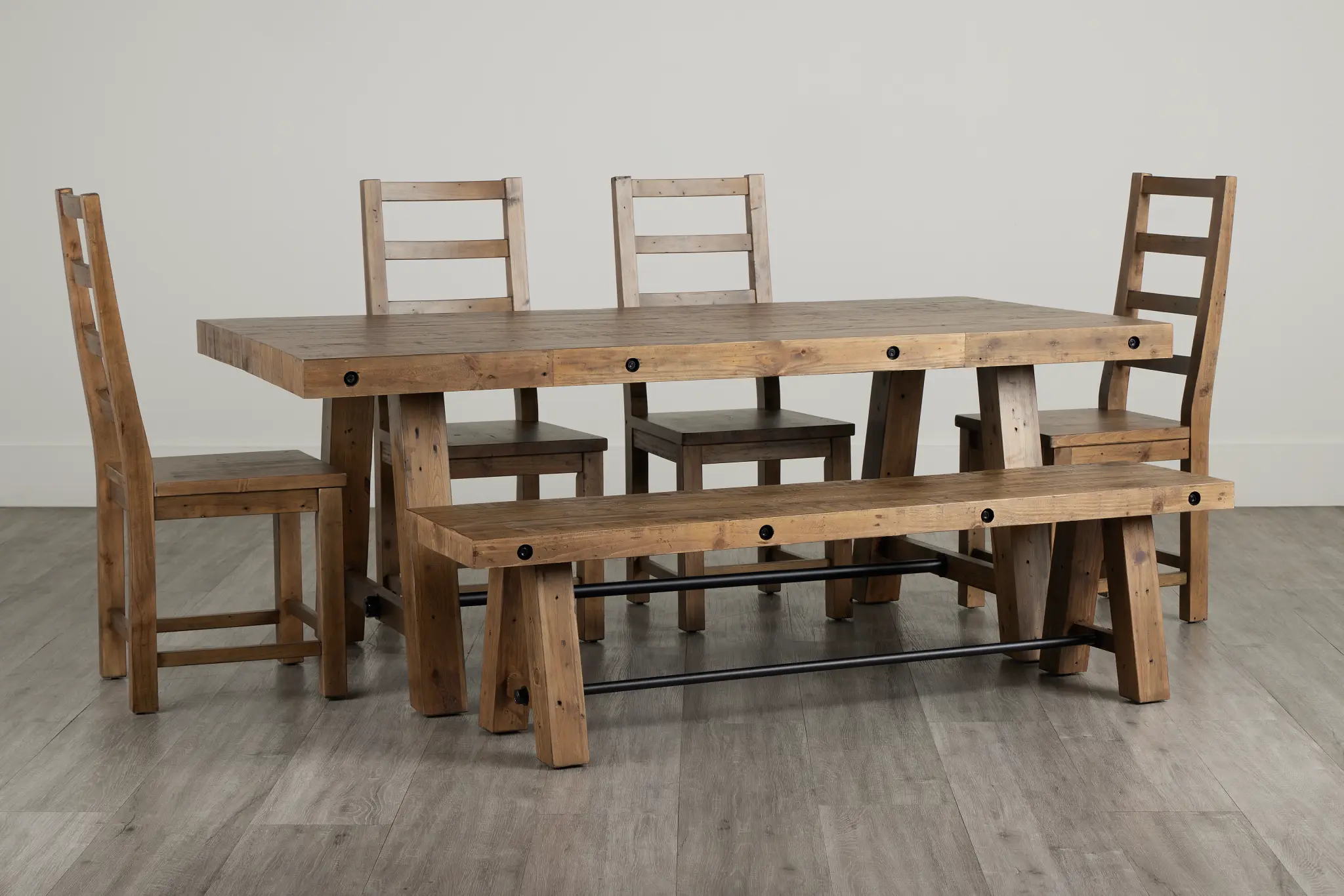 Maxton Mid Tone Rectangular Table With 4 Side Chairs & Bench Maxton Mid Tone Rectangular Table With 4 Side Chairs & Bench
