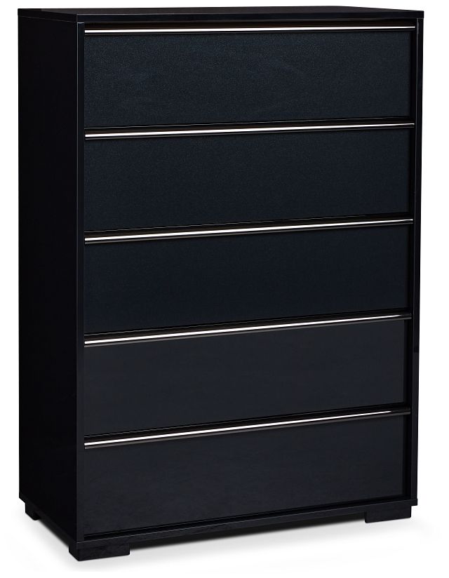 Doral Black 5-drawer Chest, Bedroom - Chests