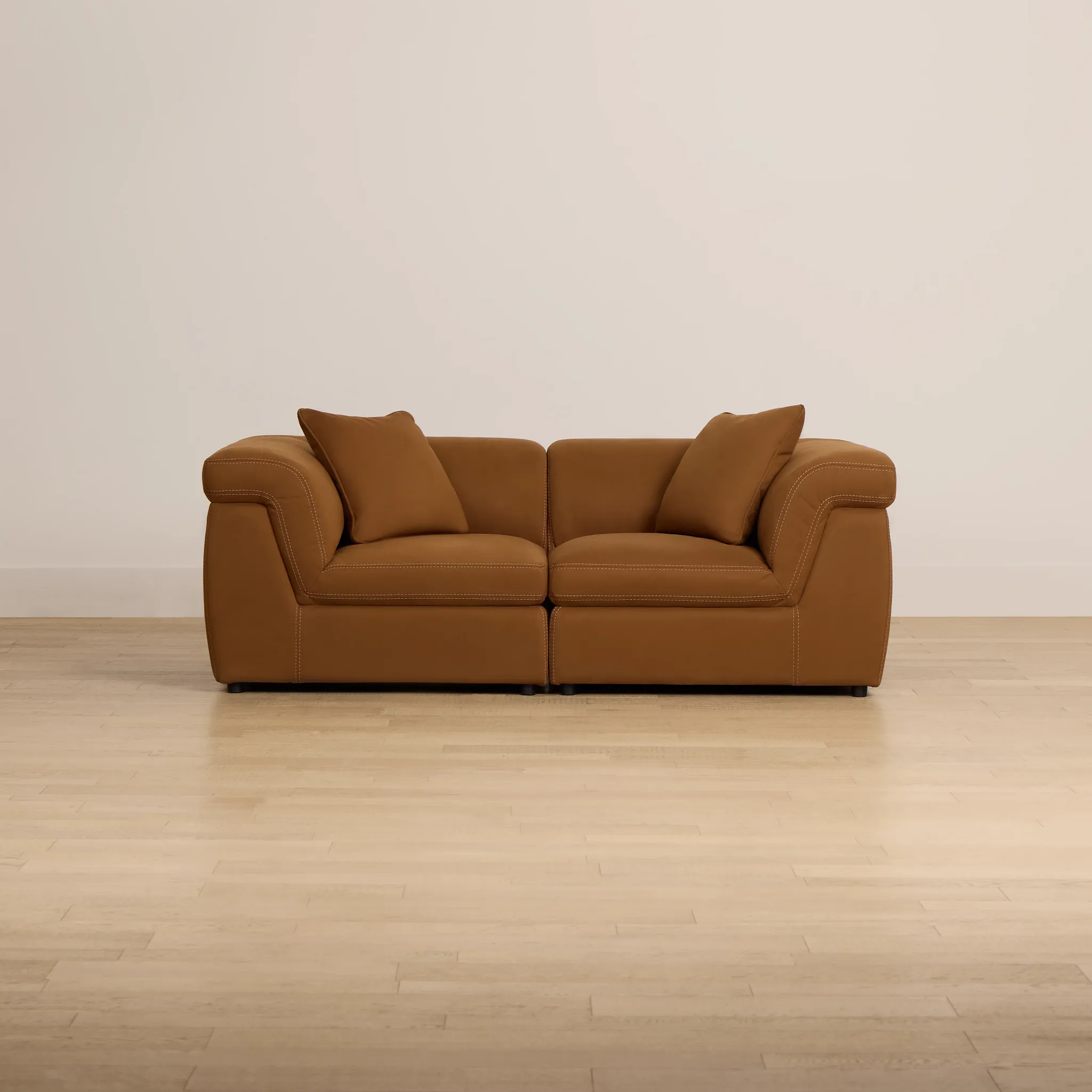 Aria Medium Brown Micro Immersive 2-piece Modular Sofa