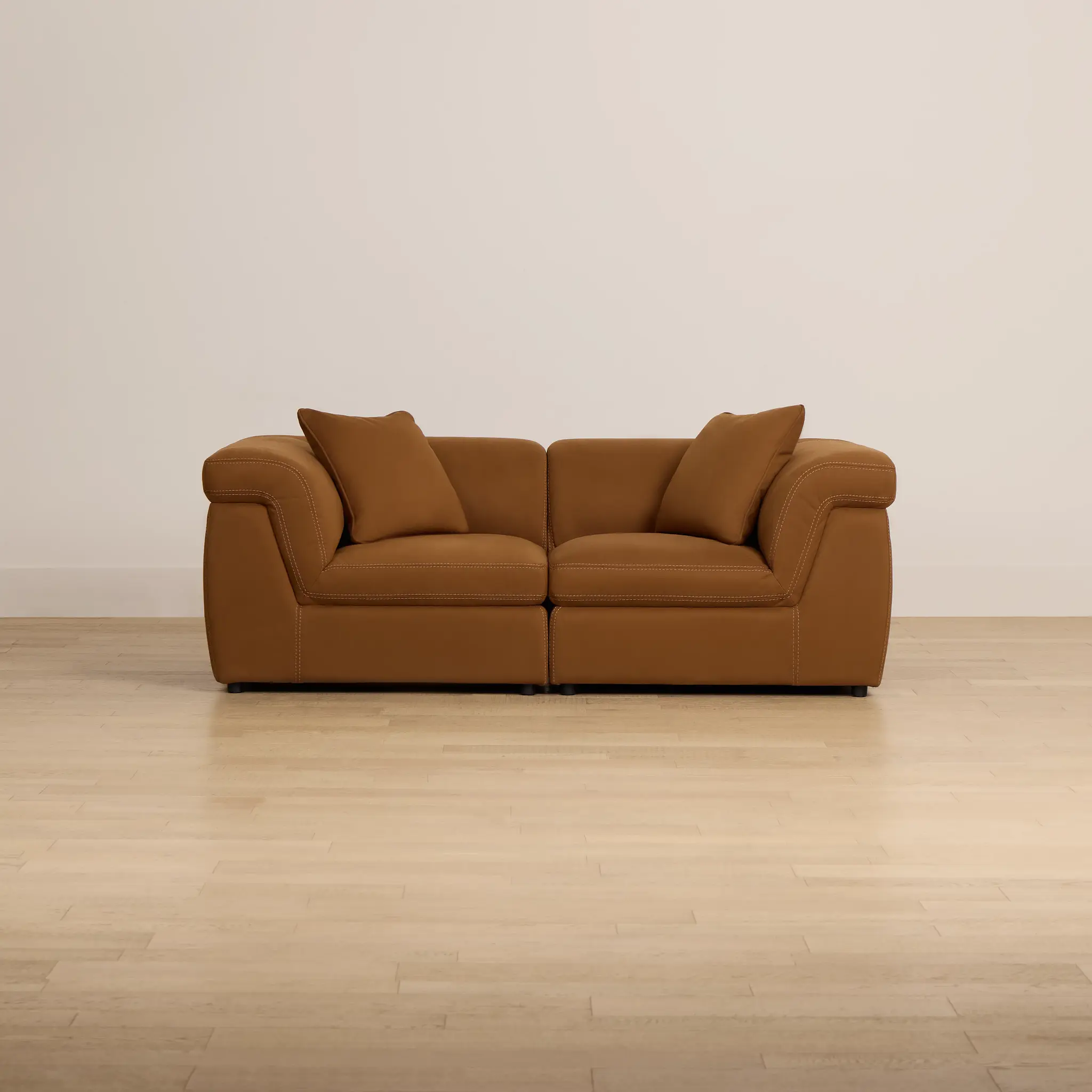 Aria Medium Brown Micro Immersive 2-piece Modular Sofa Aria Medium Brown Micro Immersive 2-piece Modular Sofa