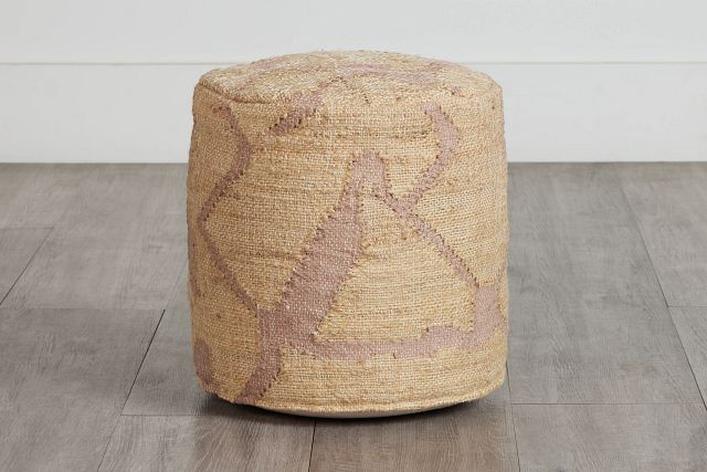 Haylen Light Brown Round Accent Pouf