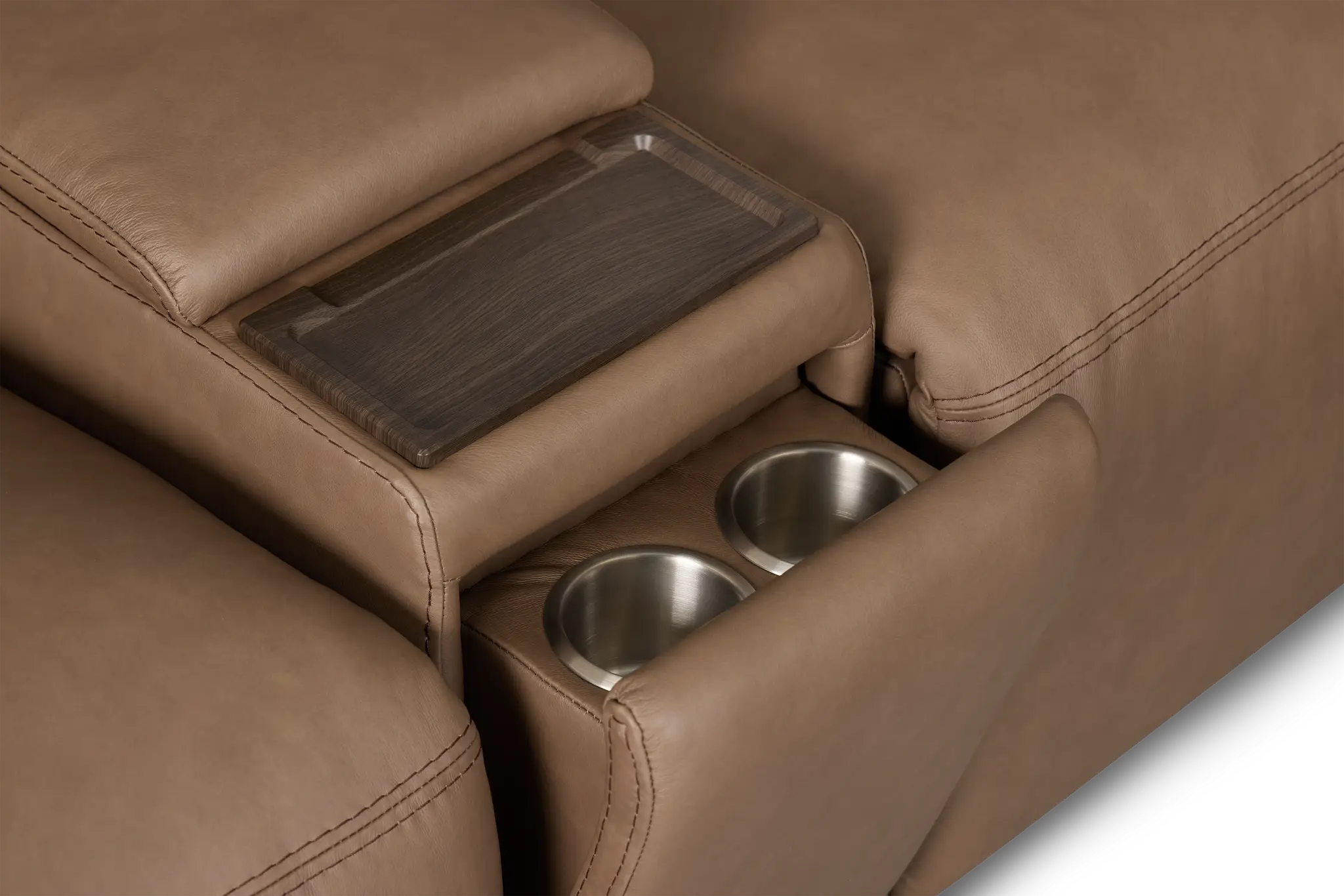Flexsteel Brodie Dark Brown Lthr/vinyl Medium Triple Power 2-arm Sectional Flexsteel Brodie Dark Brown Lthr/vinyl Medium Triple Power 2-arm Sectional