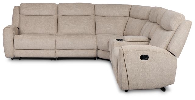 Walker Beige Fabric Medium Dual Manual 2-arm Sectional