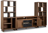 Richmond Light Tone 64" Open Pier Entertainment Wall With Fireplace