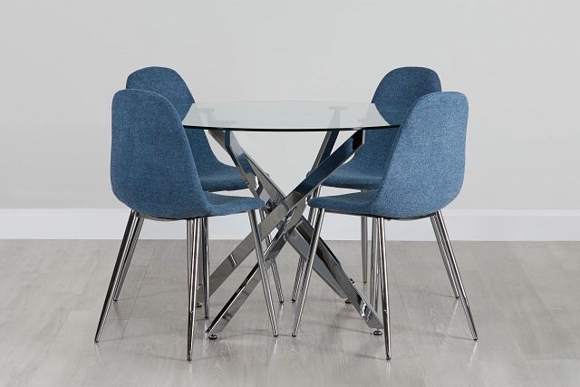 Havana Chrome Blue Round Table & 4 Upholstered Chairs (0)