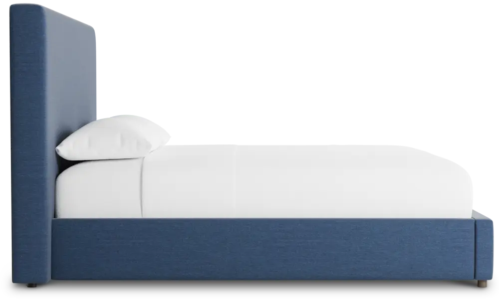 Grayton Peyton Dark Blue 54" Upholstered Platform Bed Grayton Peyton Dark Blue 54" Upholstered Platform Bed