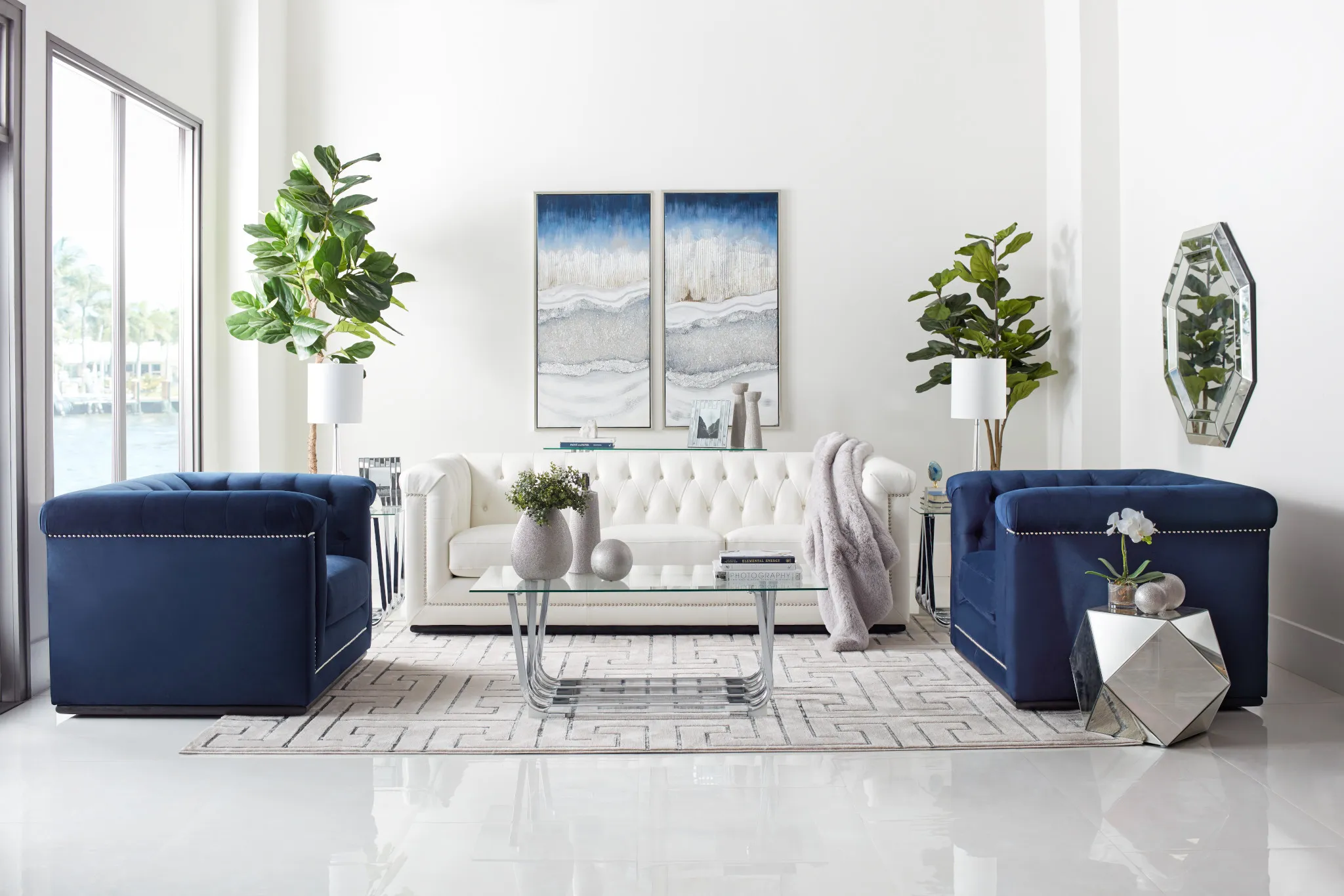Geo Silver Large Accent Table