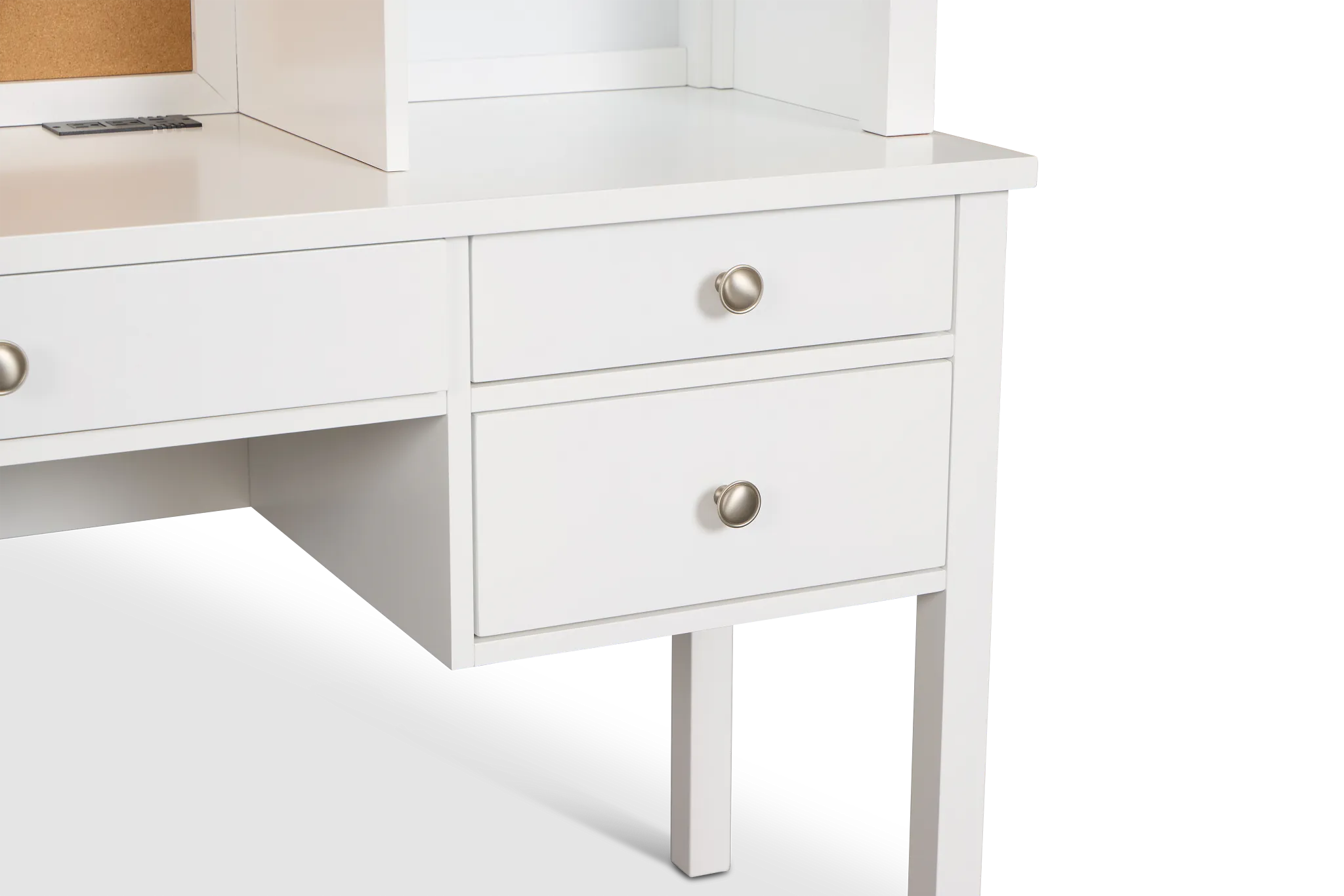 Charleston White 3-drawer Desk & Hutch