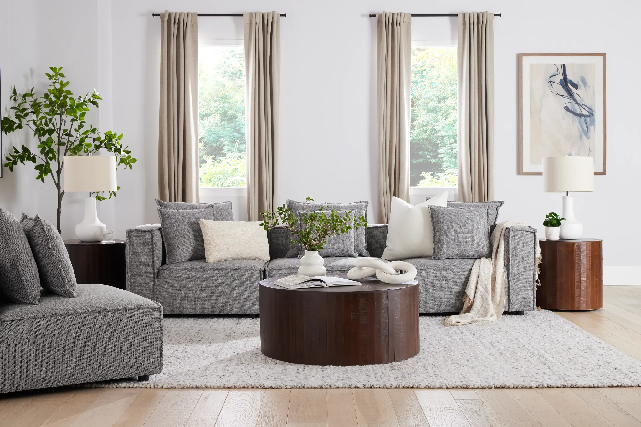 Tatum Gray Fabric 3-piece Modular Sofa