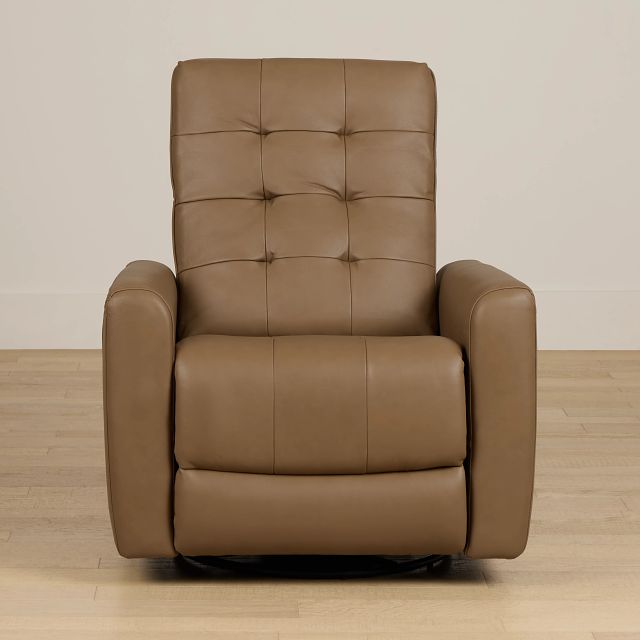 Izzy Brown Lthr/vinyl Power Swivel Glider Recliner